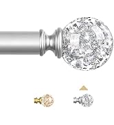 TVWOO Silver Curtain Rods for Windows 28 to 48 Inch,Heavy Duty Curtain Rods,Adjustable Curtain Ro...
