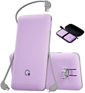 Q 10000mAh Power Bank, Slim Portable Charger,4 Output External Battery Pack with Built-in AC Wall...