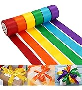 HUIHUANG Rainbow Satin Ribbon Fabric Satin Ribbon Rainbow Ribbon Set 1 Inch x 30 Yards Thin Satin...