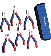 WORKPRO 6-piece Mini Pliers Set - Needle Nose, Diagonal, Long Nose, Bent Nose, End Cutting and Li...