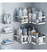 Veken Corner Shower Caddy 5-Pack, Advanced Rustproof Design, No Drilling Adhesive Shelves, Rack w...