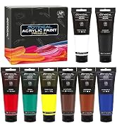 GOTIDEAL Craft Acrylic Paint Set,8 Primary Colors((120ml,4 oz) Rich Pigments Non-Toxic Washable, ...