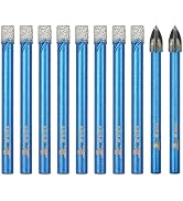 Dry Diamond Drill Bit Set,BRSCHNITT 10pcs1/4 Inch (6mm) Diamond Hole Saw Core Drill Bit with Roun...