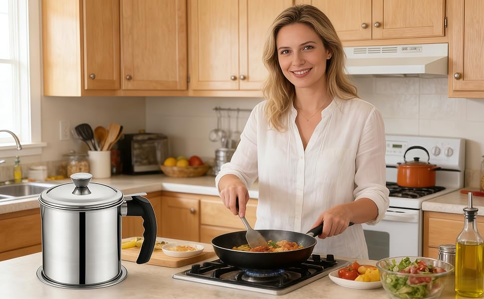 Bacon Grease Container with Strainer