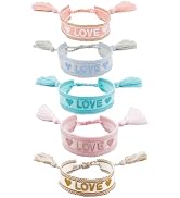 SUPERFINDINGS 5 Colors Friendship Wrap Bracelets Tassel Charms Word Love Bracelets Cute Adjustabl...