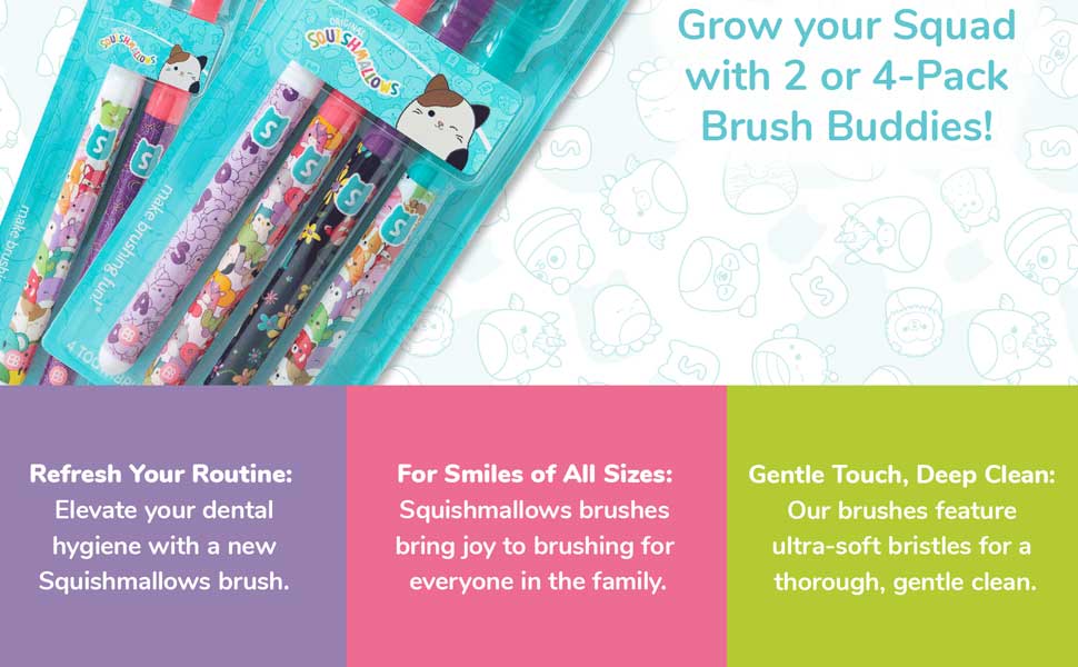 squishmallows brush buddies toothbrush for kids