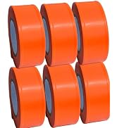 6 Rolls Flagging Marking Tape Orange,Non-Adhesive Survey Tape,Hi-Vis Plastic Ribbon Outdoor,Fade-...