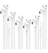 6 Pack Earbuds Headphones Wired with Heavy Bass Stereo Noise Blocking, Volume Control,Microphone,...