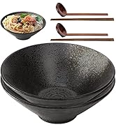 ZOOFOX 2 Pack Ceramic Ramen Bowl Set, 60 oz Japanese Noodle Bowl with Chopsticks and Spoon, Large...