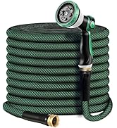 Relxitl Garden Hose 100 FT, Heavy Duty Water Hose with Aluminum Fittings, Puncture Proof All-weat...