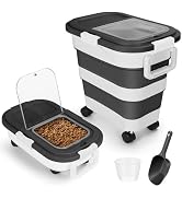 ShineMe Dog Food Storage Container, 30 Lbs Collapsible Food Storage Containers with Rolling Wheel...