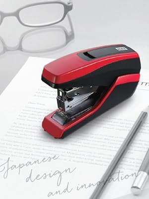 Powerful and Light effort flat clinch standard stapler with a comfortable soft-touch handle.