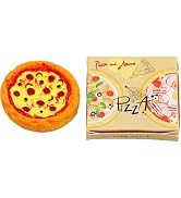 Jizlan 1 Set Miniature Pizza Box, 1:6 & 1:12 Scale Realistic Dollhouse Food Model Set, Yellow Res...
