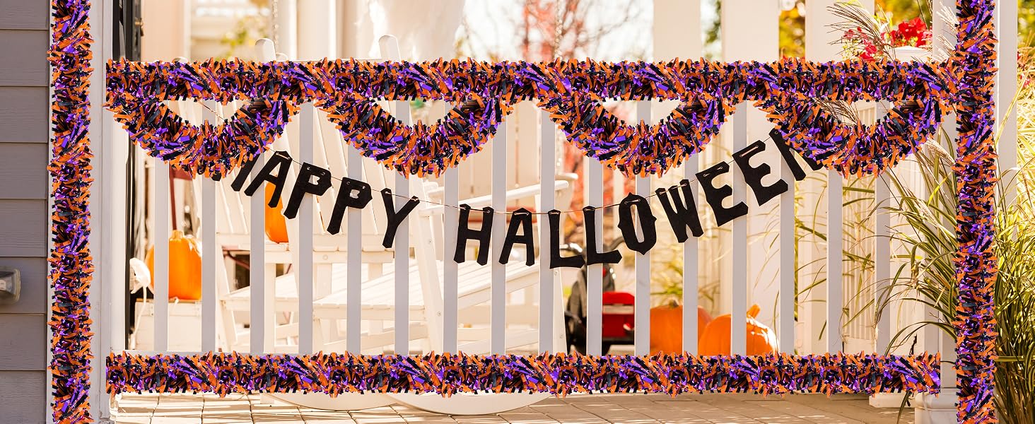 4 Strings Total 26.4 FT Halloween Full Fringe Tinsel Garlands
