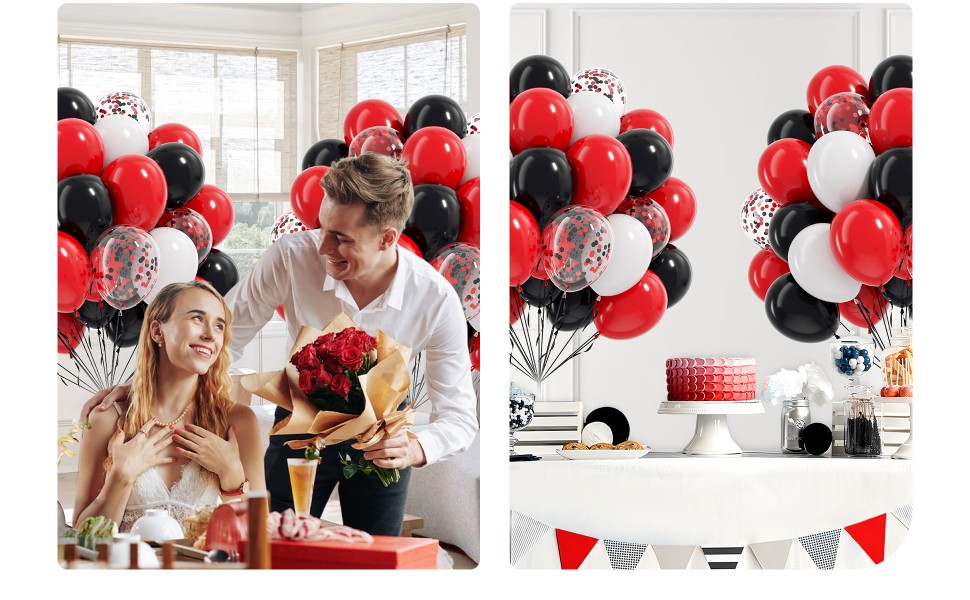 red black balloons