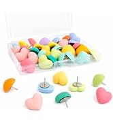 30 Pcs Cute Heart-Shaped Decorative Push Pins for Bulletin Board, Cork Board Thumbtacks for Class...