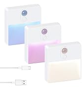 ASAWASA LED Motion Sensor Night Light, 7 Colors Rechargeable Magnetic Decor Wall Lights, Dimmable...