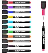 PRZRU Magnetic Dry Erase Markers Fine Tip - 12 Colors Whiteboard Markers with Eraser Cap, Low Odo...