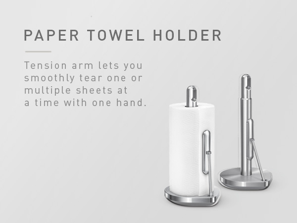 Paper Towel Holder | Tension arm lets you smoothly tear sheets with one hand