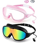 WIN.MAX Swimming Goggles 2 Pack Anti Fog Anti UV Clear View for Men Women Boys Girls,Swim Goggles...