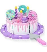 WoodenEdu Toddler Cake Toys for Toddlers 2-5,Wooden Pretend Play Food Fake Birthday Cake,Tea Part...