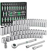 SK 3/8" Drive Socket Set with 160-P Ratchet, 56-Piece, SAE & Metric, SuperKrome Finish, Premium C...