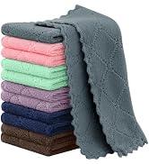 Homaxy Dish Cloths 12 Pack-7" x 9", Coral Velvet Microfiber Cleaning Cloth, Nonstick Oil Fast Dry...