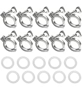 Aienxn 10PCS 1.5" 304 Stainless Steel Tri-clamp, Single Pin Heavy Duty Tri Clamp with Wing Nut Ge...