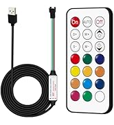 Taoellen DC 5V USB LED Controller,21-Key RF Wireless Remote Controller,1M/3.3FT 3-PIN LED Control...