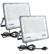 150W LED Flood Light, Outdoor Security Lights Wall Fixtures 6500K 15000LM Illumination, IP66 Wate...