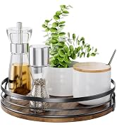 LAMU 9'' Lazy Susan Turntable Organizer for Cabinet, Round Wood Lazy Susan for Table Top, Kitchen...