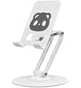 Vearstie All-Metal 360° Rotating Phone Stand for Desk with Cute Bear Face Pads, Adjustable Dual-P...