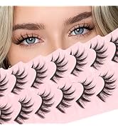 Fyonas Manga Lashes Spiky False Eyelashes 7 Pairs C Curl Lashes Strips Fairy Look 9-14mm Anime Ca...