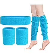 Leg Warmers for Women 80s Headband Wristbands Neon Leg Warmers Set for Sport Yoga - 80s Workout C...