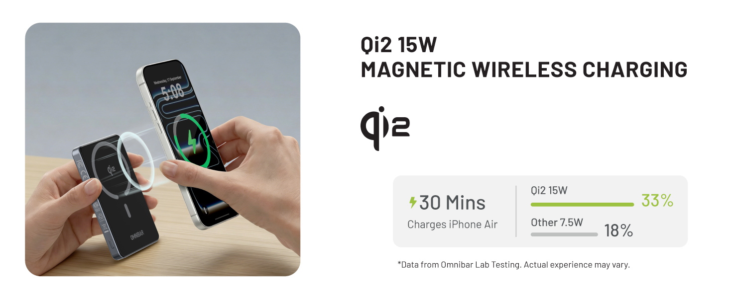 Qi2 15W magnetic wireless charging power bank for fast, convenient on-the-go charging