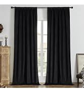 Joydeco Black 100% Blackout Curtains 84 Inch 2 Panels, Luxury Thermal Insulated Black Velvet Curt...