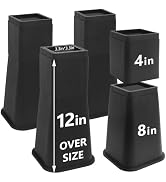HANIHUA Bed Risers 12 Inch Heavy Duty, 4 Pack Adjustable Furniture Risers for Dorm Twin XL Table ...