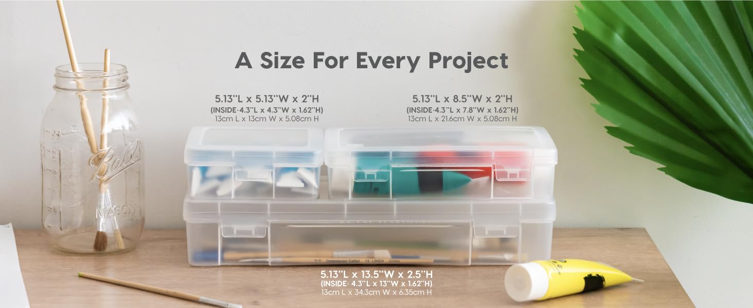 pencil box storage container lids craft organizer clear art supply plastic small hobby school