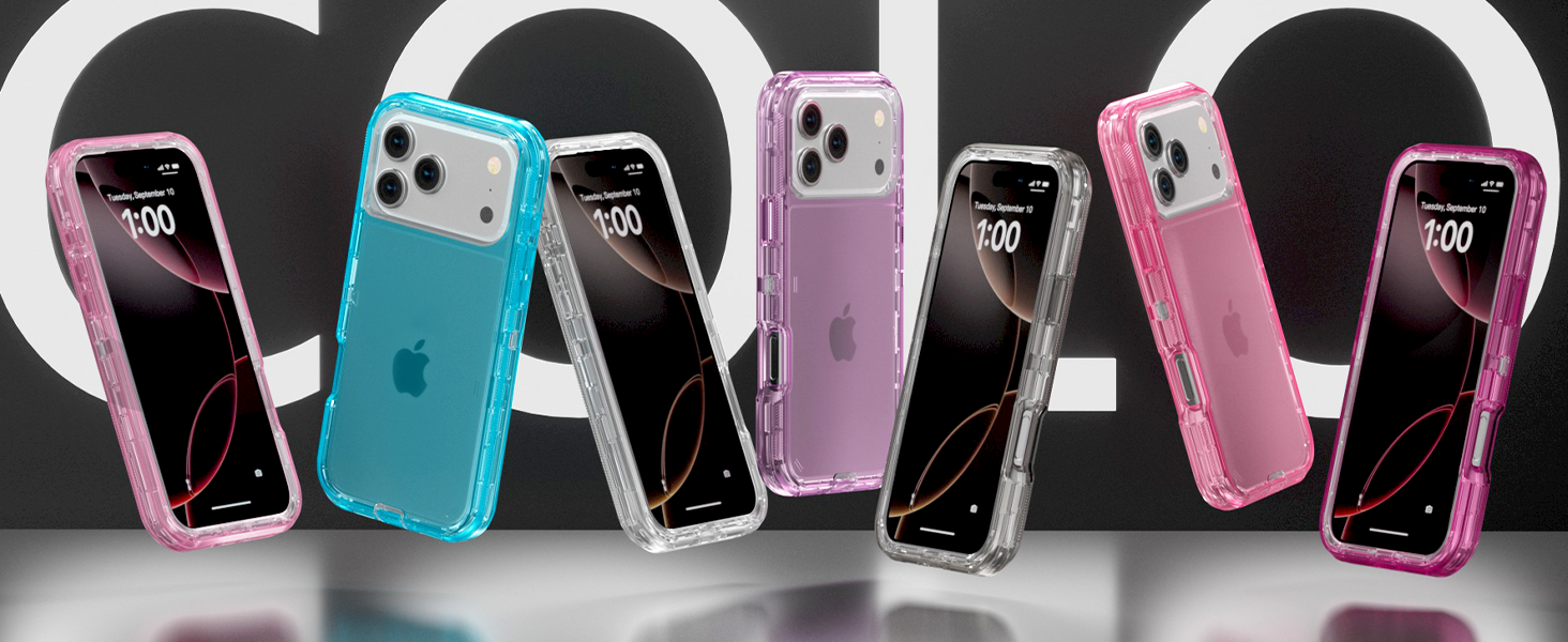 Seven colors, transparent pink hot pink purple blue clear gray