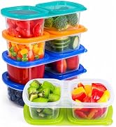 Caperci 5-Pack 8oz 2 Compartment Snack Containers with Lids, Jewel | BPA-free reusable snack pack...