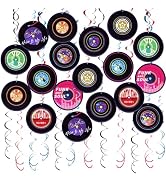 AimtoHome Rock and Roll Record Party Hanging Swirls, 48 Pcs, Music Theme Disco Party Decorations,...