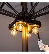 Battery Operated Patio LED Umbrella Light with G40 Bulbs, 3 Brightness Cordless Umbrella Pole Lig...