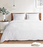 Mejoroom White Duvet Cover Queen Size – Queen Duvet Cover Set - Soft and Breathable Comforter Cov...