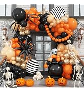 Jobkoo Halloween Balloon Arch Kit Happy Halloween Decorations Black Orange Latex Balloons Garland...
