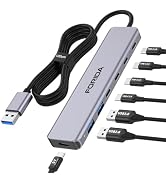 FORIDA 7-in-1 USB Hub, Aluminum Multi-Port USB 3.0 Hub with 3.9FT Long Cable, 4 USB-C 3.0(5Gbps),...