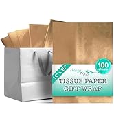 Ocean Tides Gift Wrapping Gold Tissue Paper Bulk - Wrapping Paper for Crafts, Birthdays, Holidays...