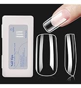 Medium Square Nail Tips, 500Pcs Beetles Gel X Nail Kit Medium Square Pre Shaped Clear Full Cover ...
