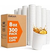 Glotoch Paper Cups 8 oz 300 Pack Bulk Disposable Coffee Cups White Hot & Cold Beverage Cups Ideal...
