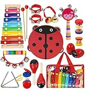 Raimy Kids Musical Instruments Set - Wooden Percussion Instruments Toy for Toddler Baby, Preschoo...