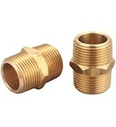 T TANYA HARDWARE 3/4 Inch NPT Brass Nipple Male to Male Pipe Fitting Adapter, Hex Nipple, (3/4 in...